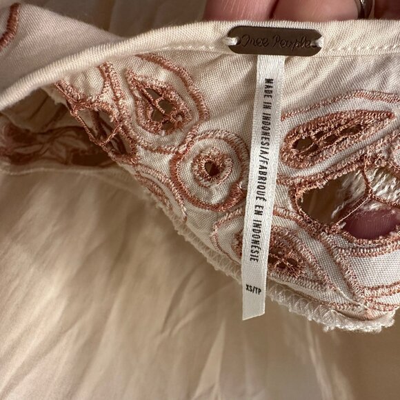 Free People | Ayu XS Boho Hippie Nude Short Sleeve Oversized Tunic Dress Open - Picture 9 of 15